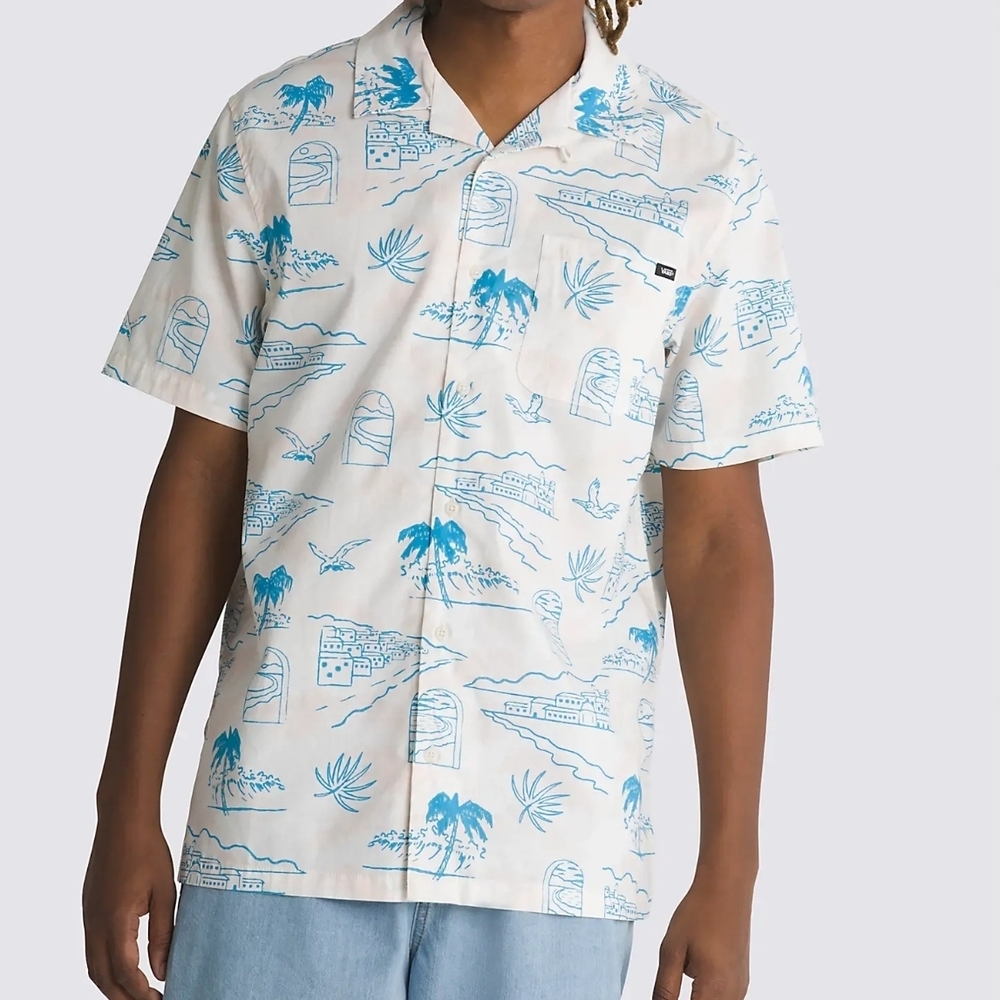 Vans Blue and White Casual Button Down Shirt